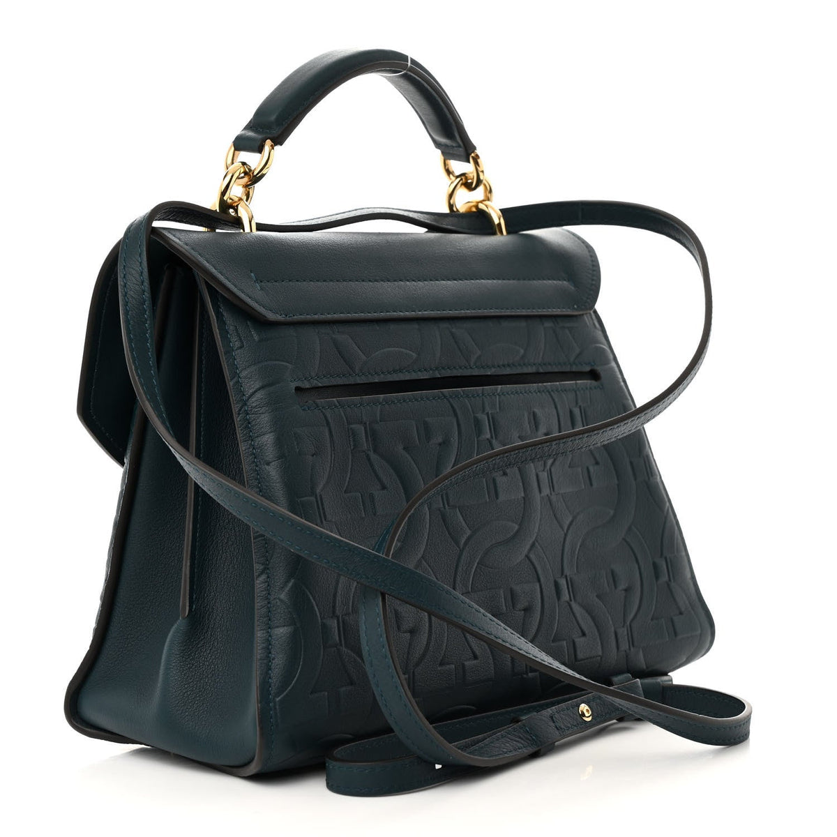 Calfskin Embossed Small Margot Top Handle Divisa Green