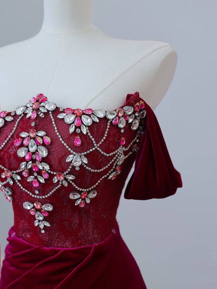 Wine Red Off Shoulder Velvet Mermaid Long Formal Prom Dress Evening Gown, D552