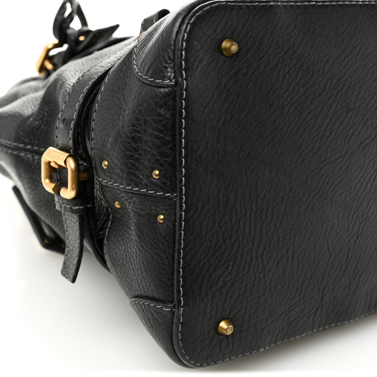 Calfskin Paddington Dome Satchel Black