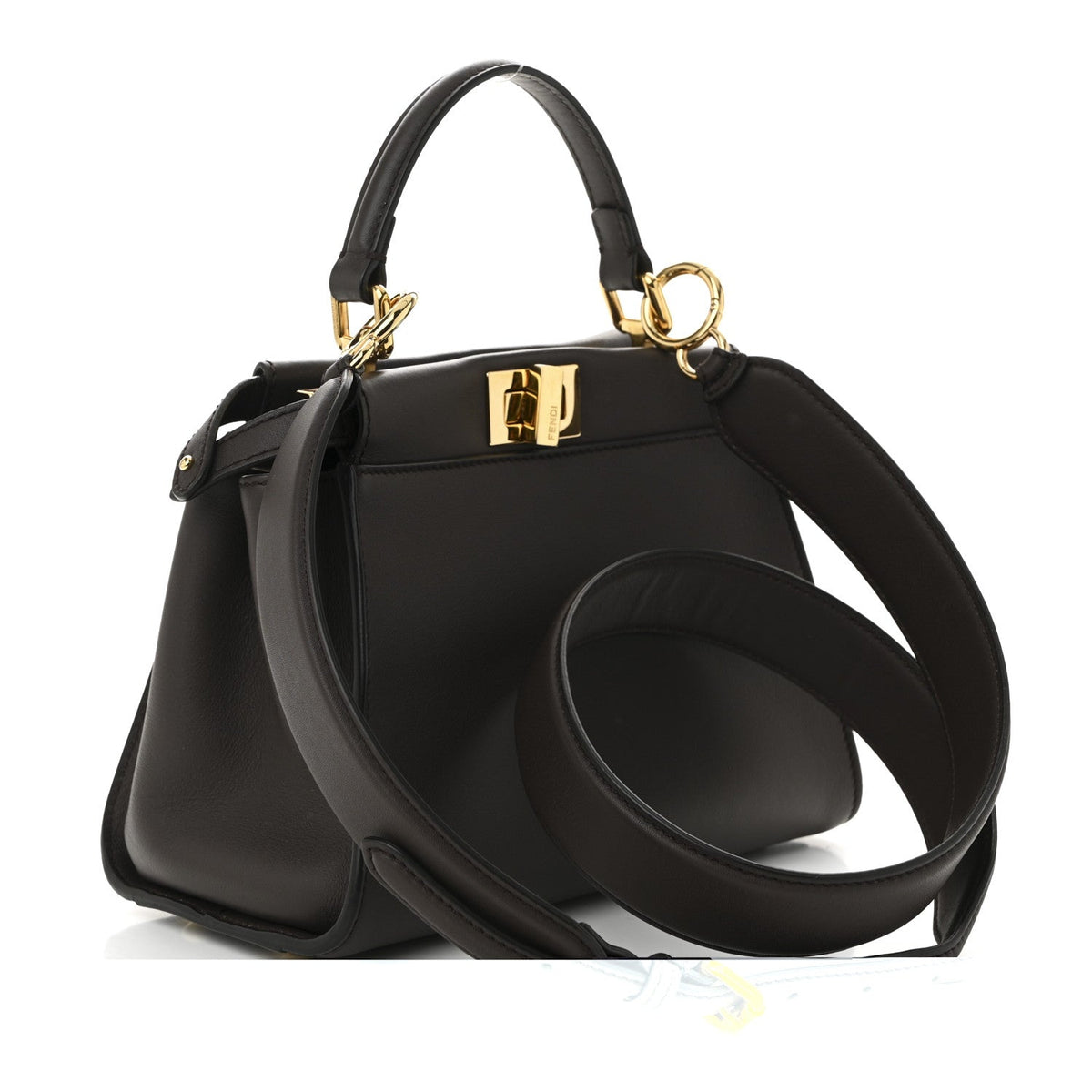 Vitello Seta Suede FF Mini Peekaboo Iconic Satchel Chocolate Sigaro Marrone