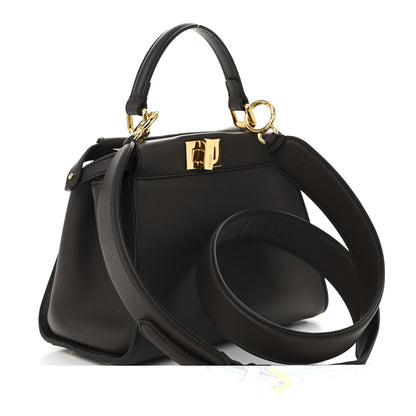 Vitello Seta Suede FF Mini Peekaboo Iconic Satchel Chocolate Sigaro Marrone