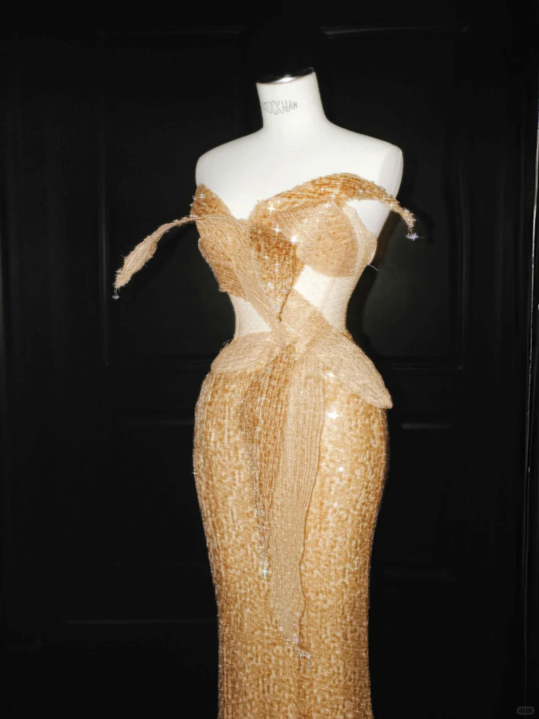Gold Strapless Mermaid Sequins Beading Long Evening Dress Birthday Outfits, D802