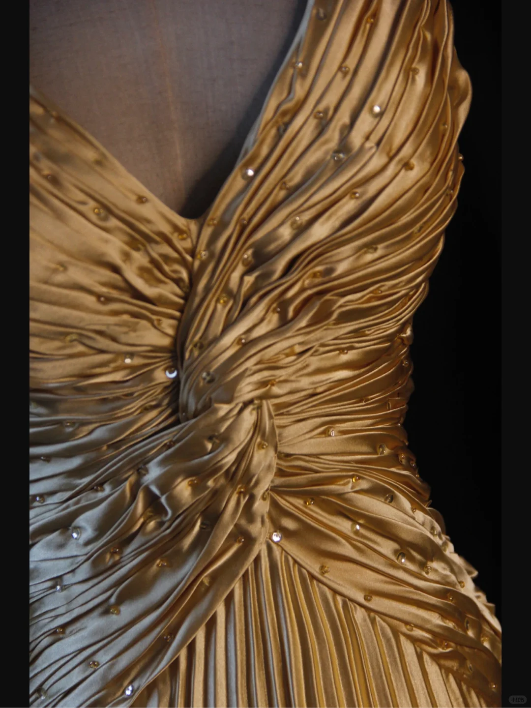 Gold Straps A-Line Satin Beading Long Prom Dress Vintage Evening Dress, D600