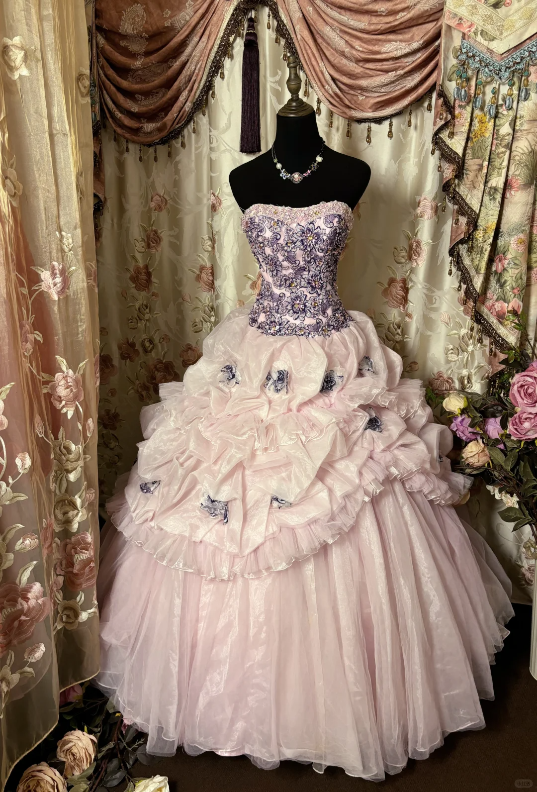 Light Pink Strapless A-Line Beading Vintage Long Prom Dress Evening Gown, D607