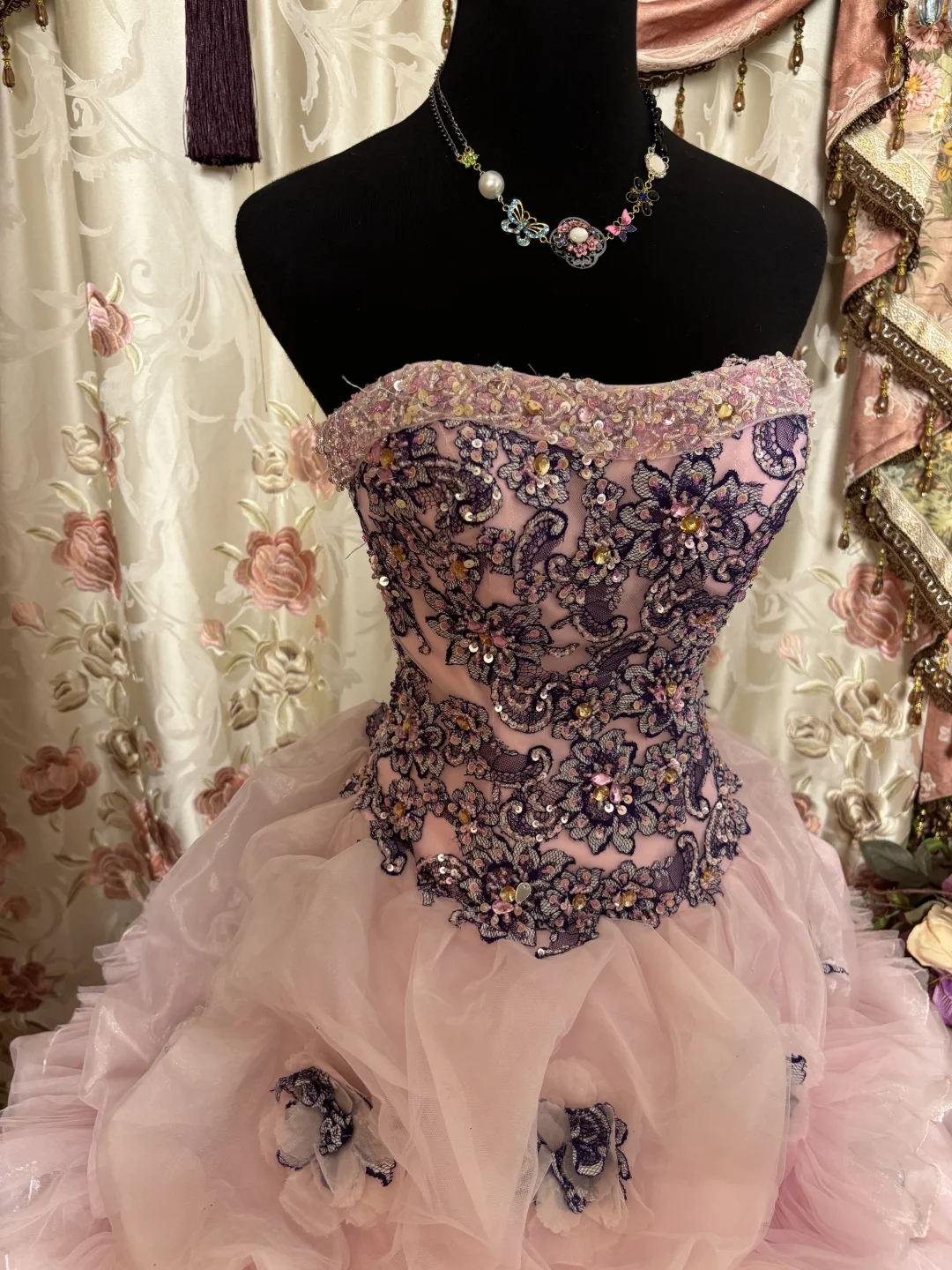 Light Pink Strapless A-Line Beading Vintage Long Prom Dress Evening Gown, D607
