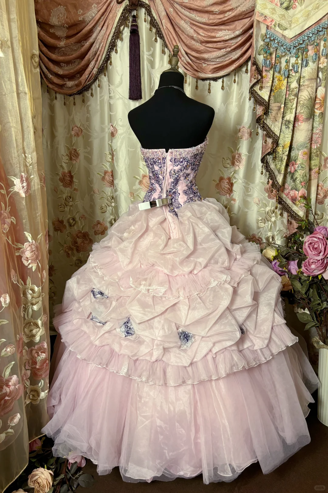 Light Pink Strapless A-Line Beading Vintage Long Prom Dress Evening Gown, D607
