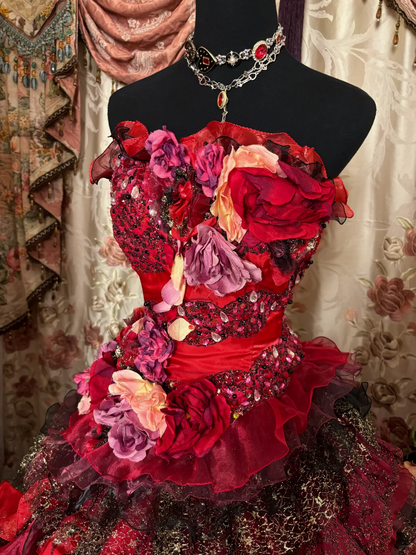 Gorgeous Red Strapless A-Line Layers Vintage Long Prom Dress Evening Gown, D609