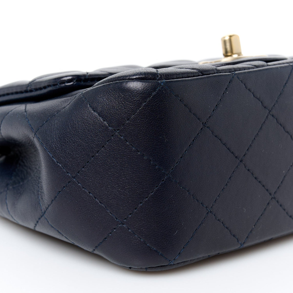 Lambskin Quilted Mini Square Flap Navy