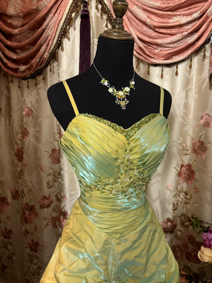 Green Spaghetti Straps A-Line Satin Retro Long Party Dress Evening Gown, D623