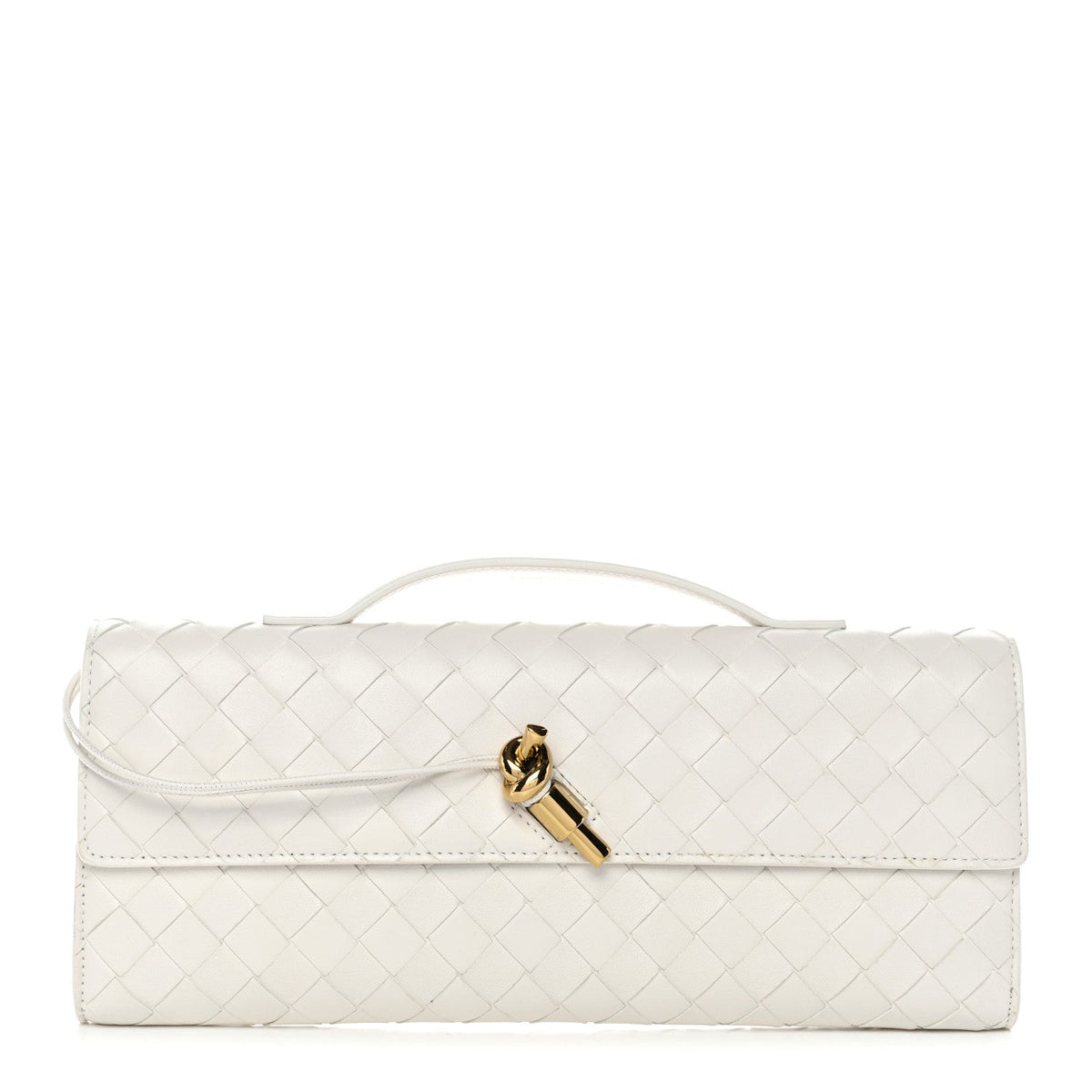 Nappa Intrecciato Long Andiamo Top Handle Clutch White