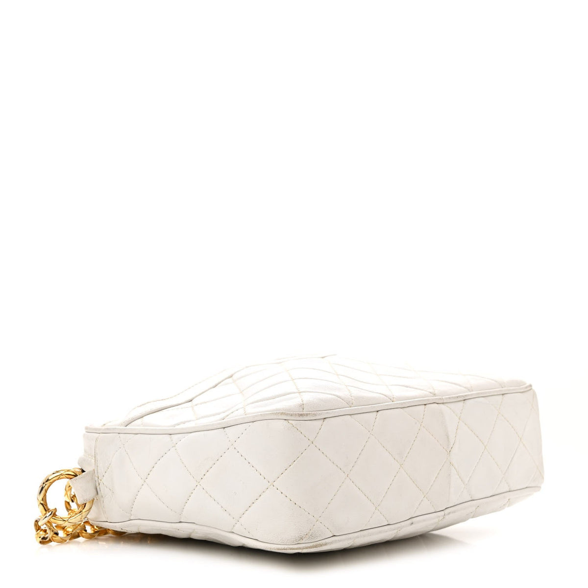 Lambskin Quilted Tassel Camera Case White