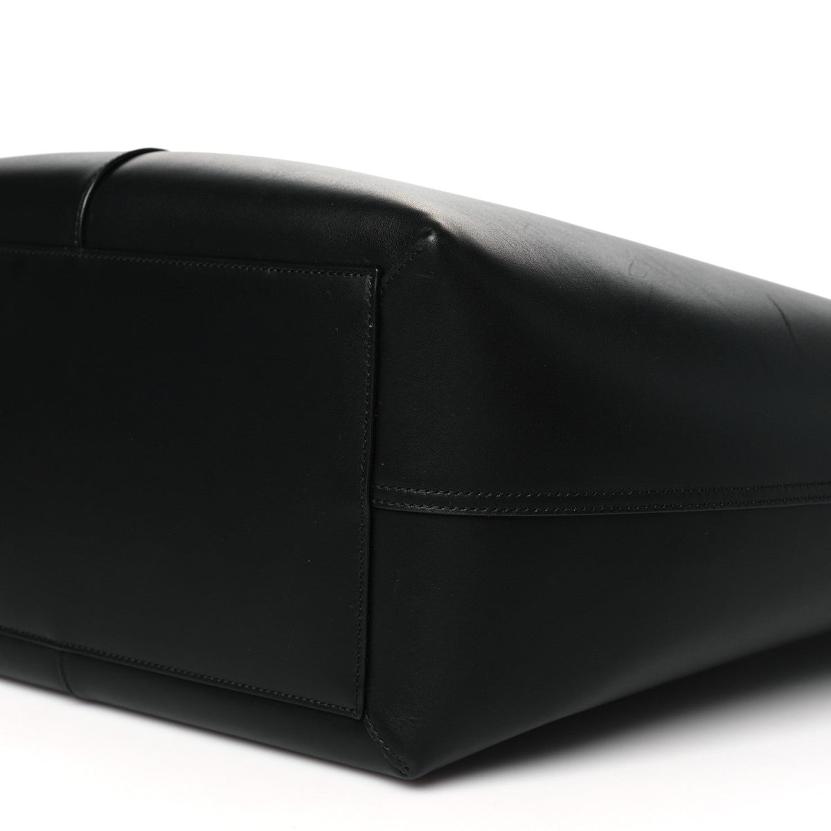 Smooth Calfskin Maxi Trapezoid Shopping Tote Black