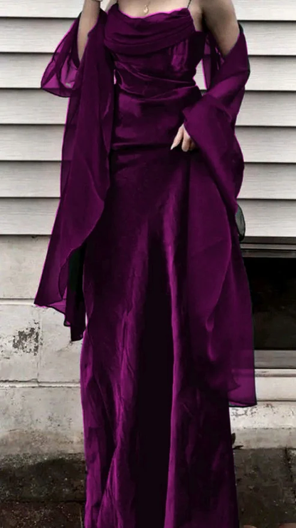Burgundy Spaghetti Straps Sheath Long Formal Prom Dress Vintage Party Dress, D681