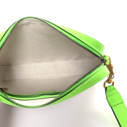GG Supreme Monogram Textured Dollar Calfskin Web Ophidia Wristlet Shoulder Bag Beige Ebony Green
