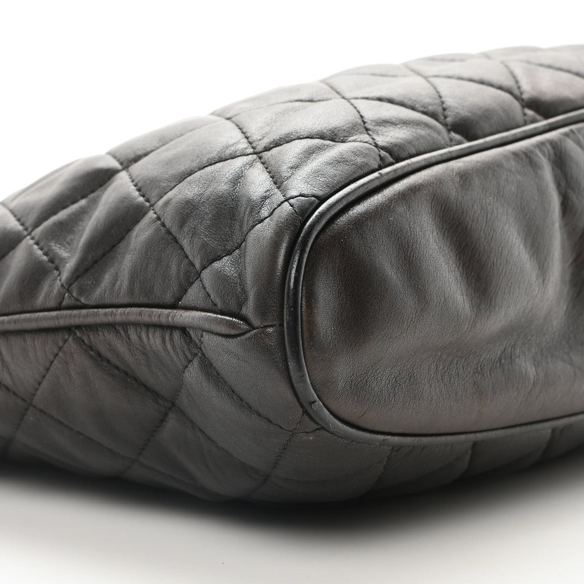 Calfskin Quilted CC Shopping Tote Black