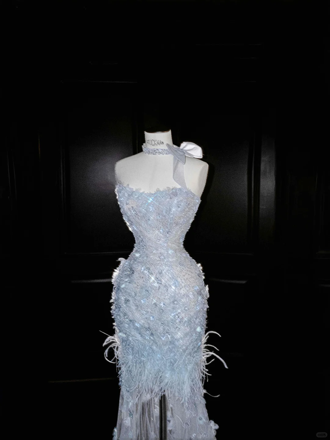 Light Blue Strapless Mermaid Beading Long Evening Dress Birthday Outfits, D804