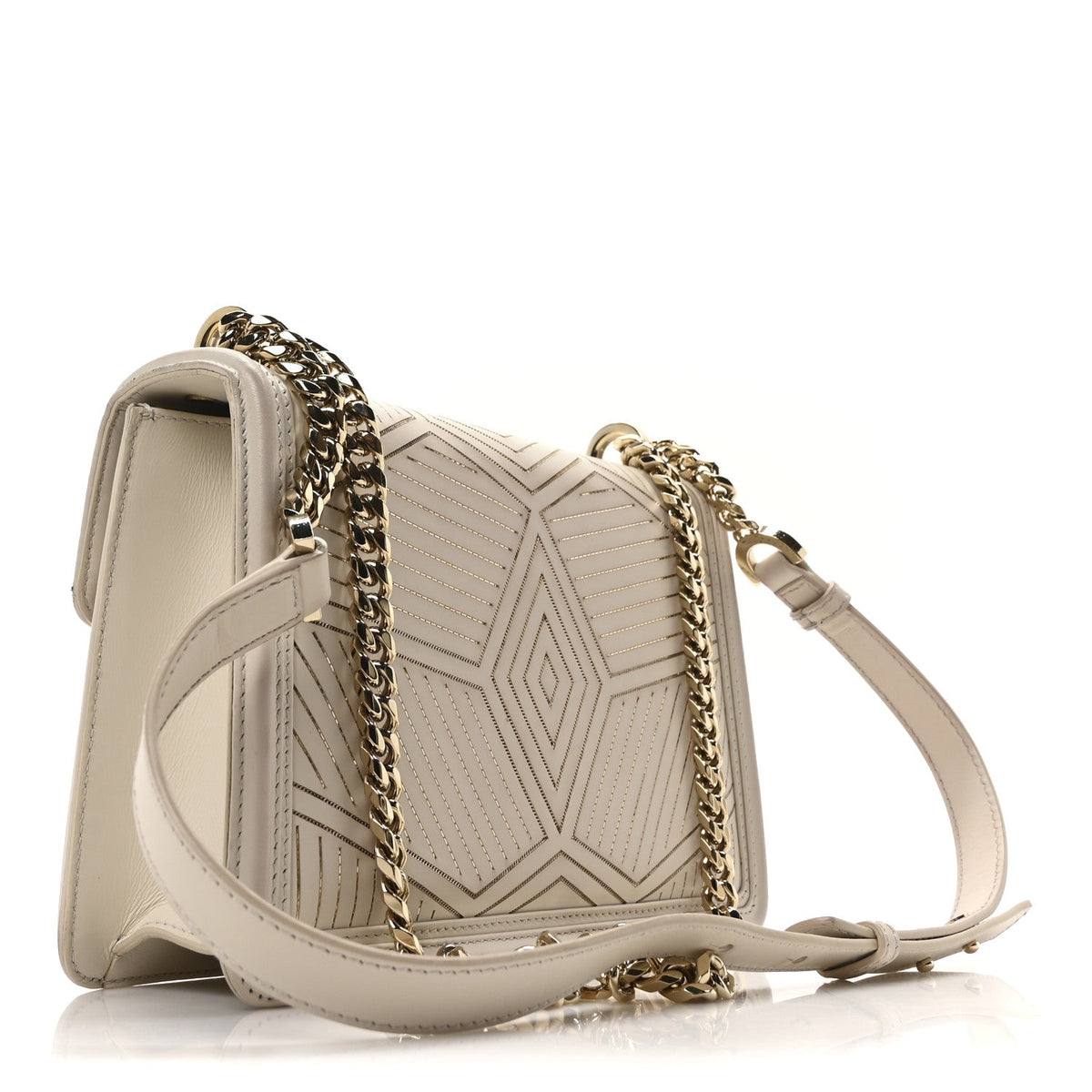 Nappa Serpenti Forever Chain Diamond Blast Shoulder Bag Ivory Gold