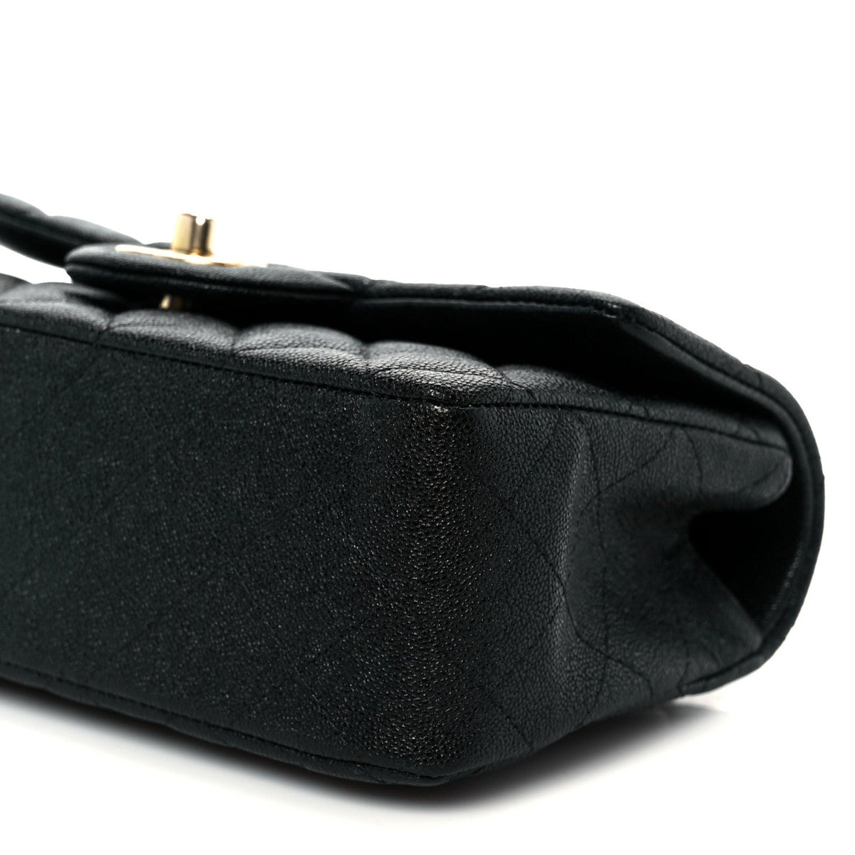 Caviar Quilted Mini Top Handle Rectangular Flap Black