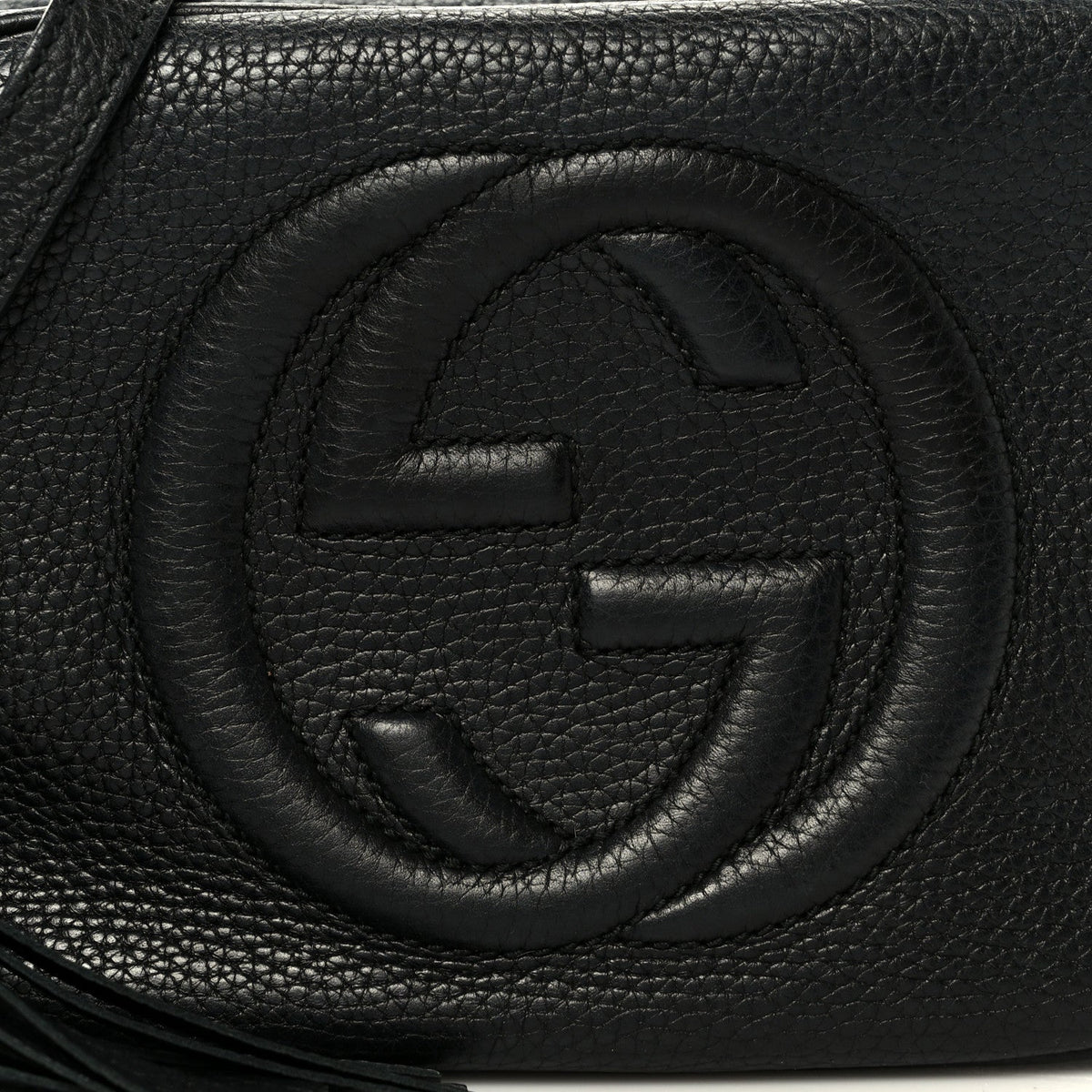 Pebbled Calfskin Small Soho Disco Bag Black