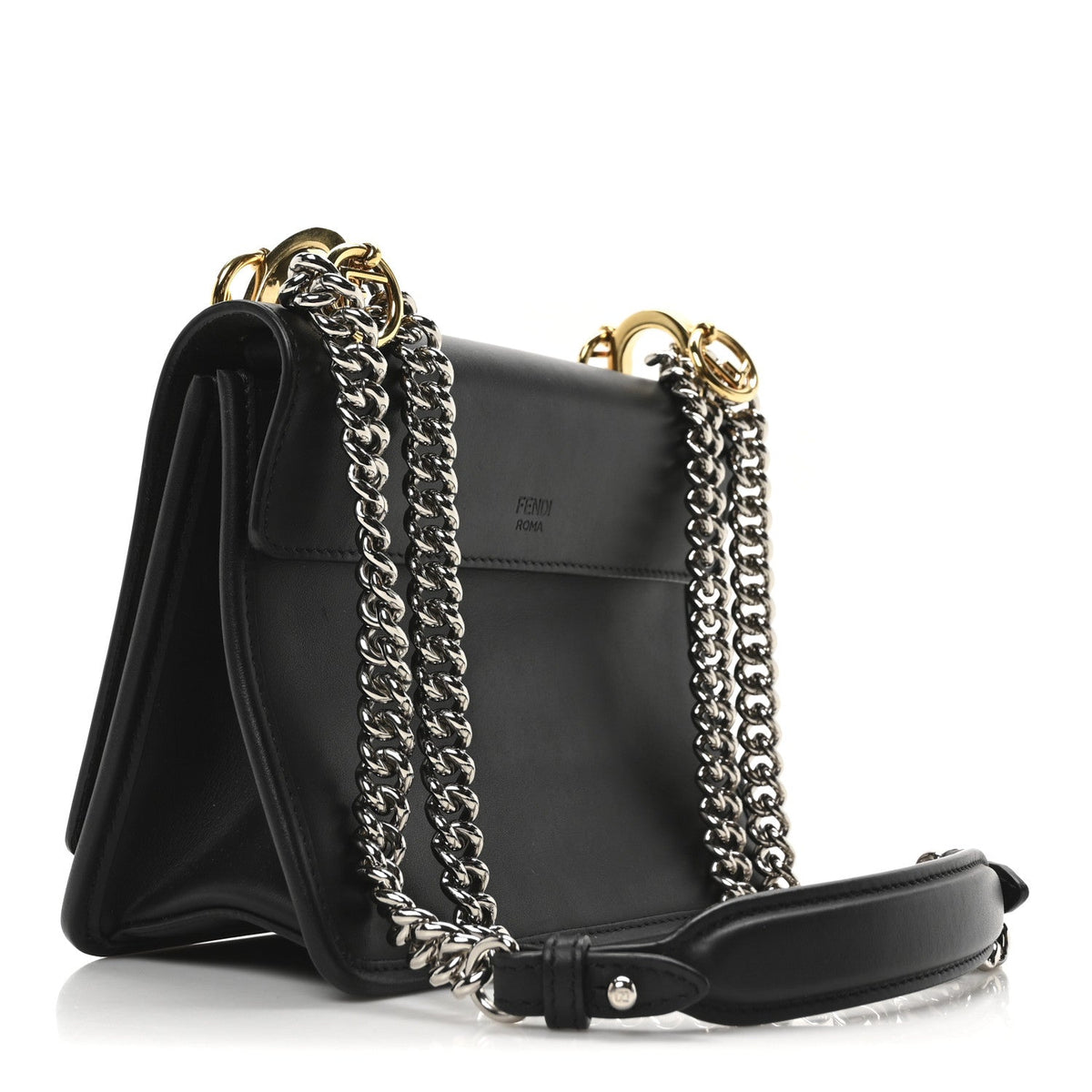 Vitello Century Velvet F is Fendi FF Small Kan I Shoulder Bag Black Tobacco