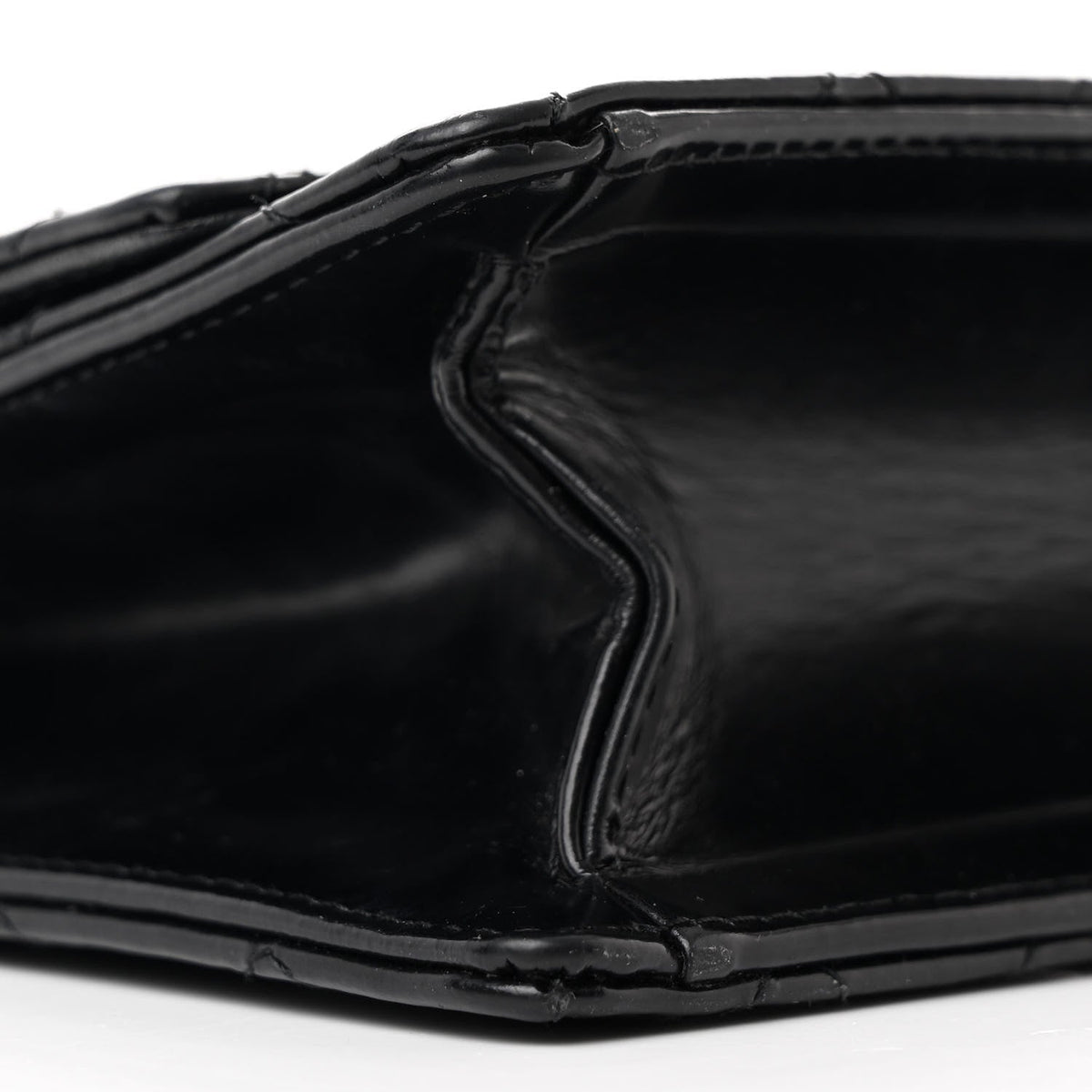 Patent Calfskin Quilted Mini Square Flap Black