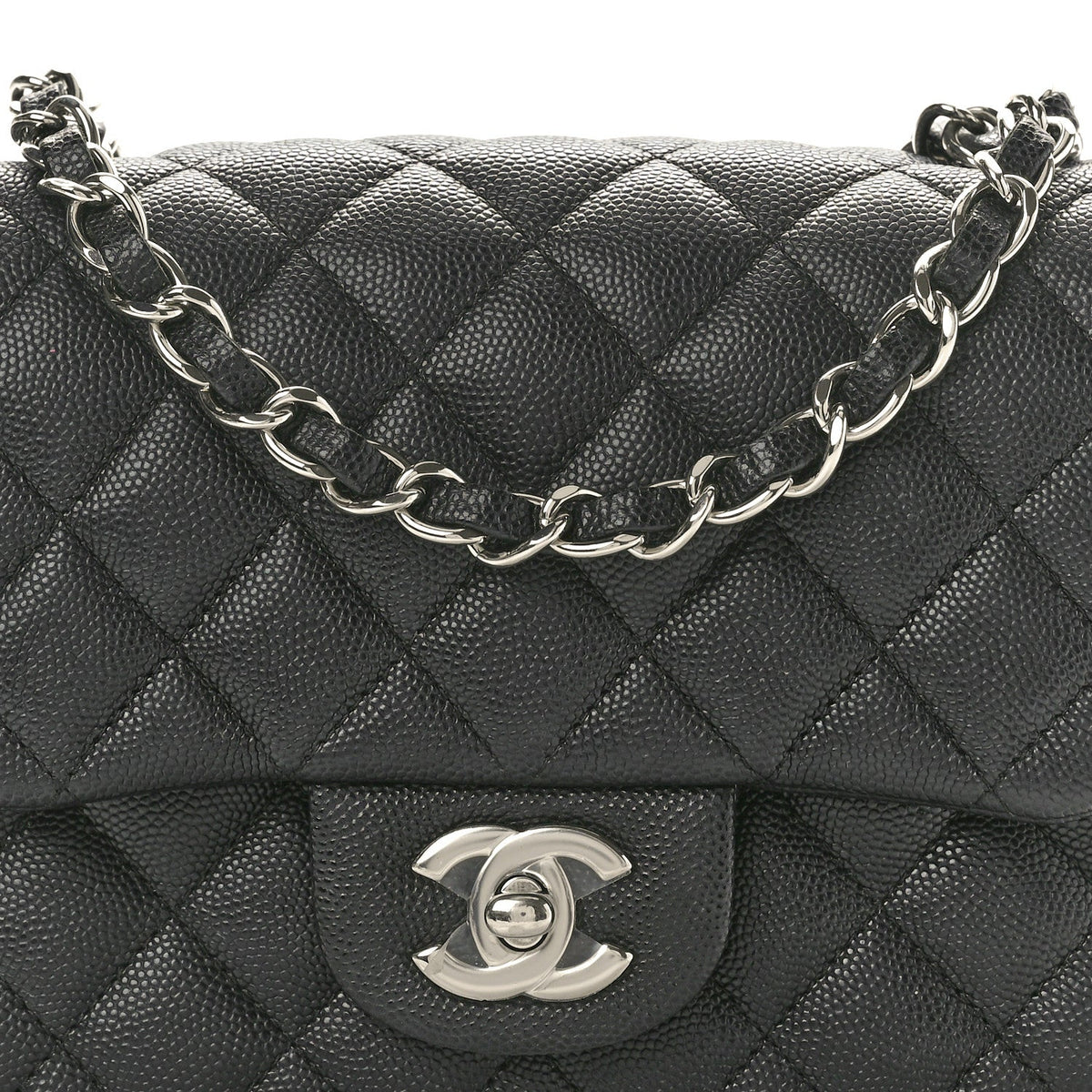 Caviar Quilted Mini Square Flap Black