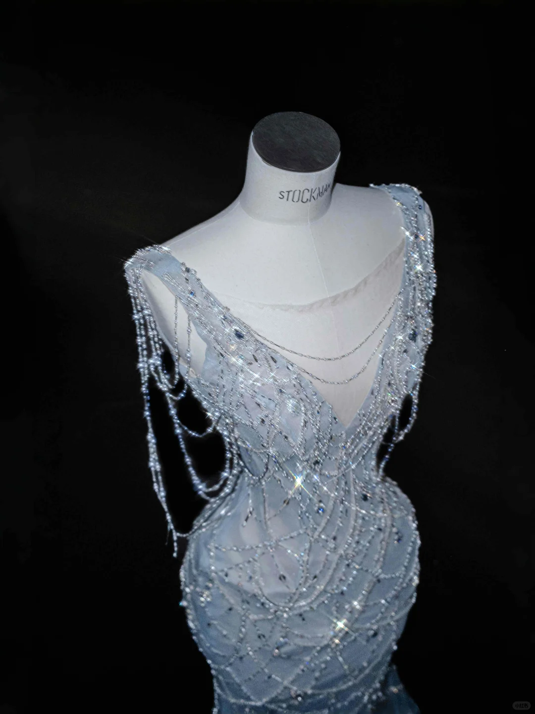 Light Blue Sleeveless Mermaid Beading Long Evening Dress Birthday Outfits, D805