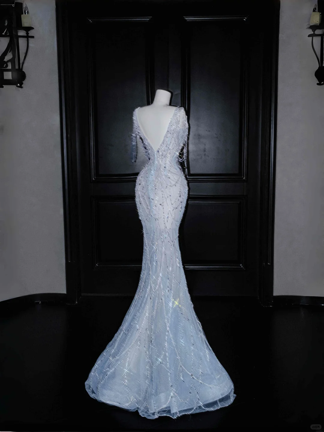 Light Blue Sleeveless Mermaid Beading Long Evening Dress Birthday Outfits, D805