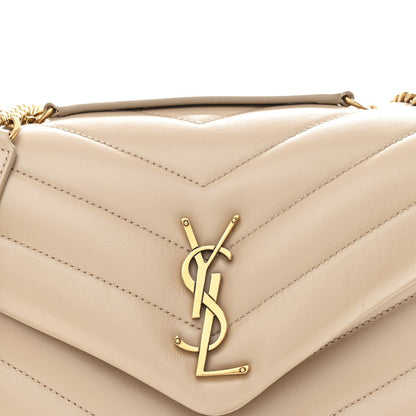 Calfskin Y Quilted Monogram Small Loulou Chain Satchel Dark Beige