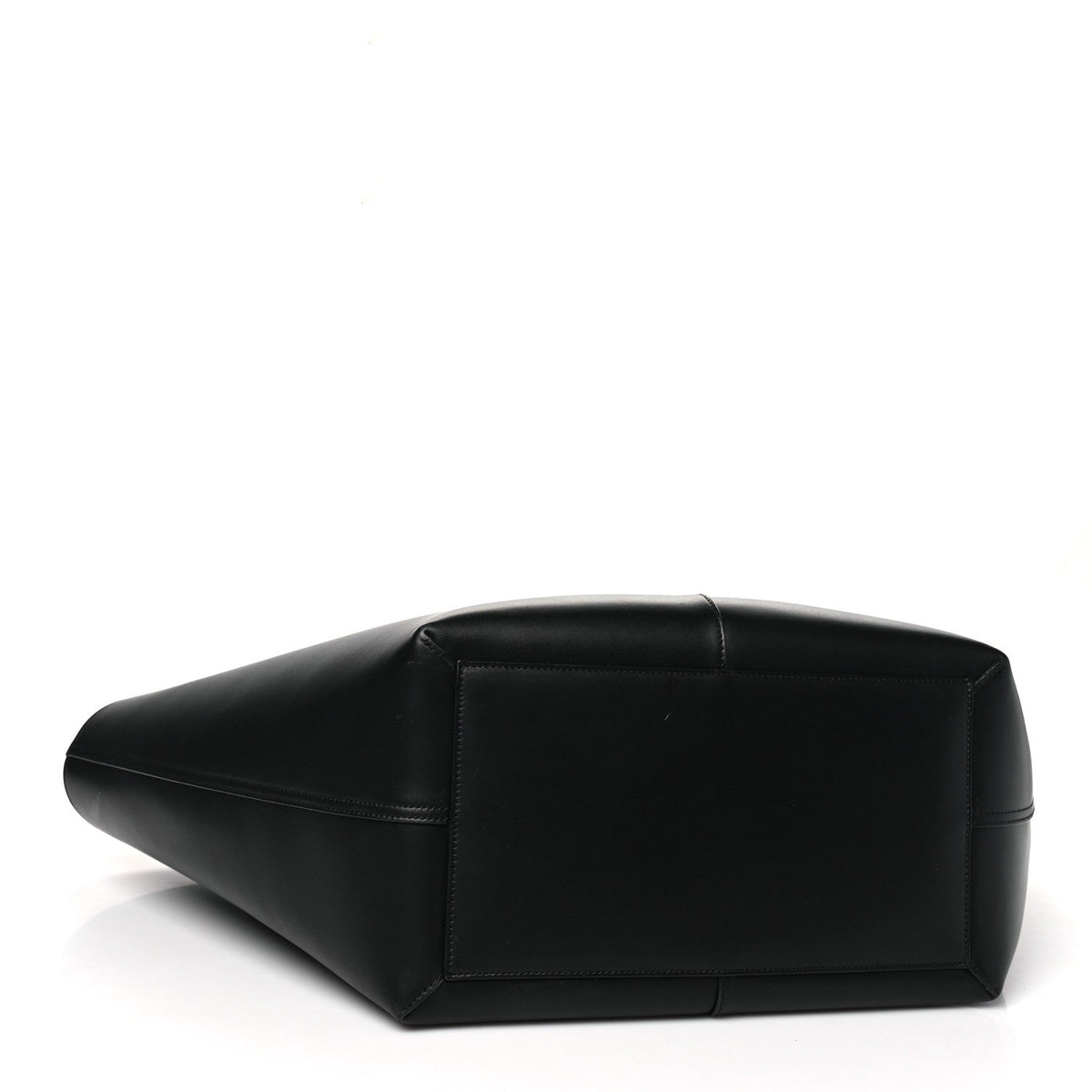 Smooth Calfskin Maxi Trapezoid Shopping Tote Black
