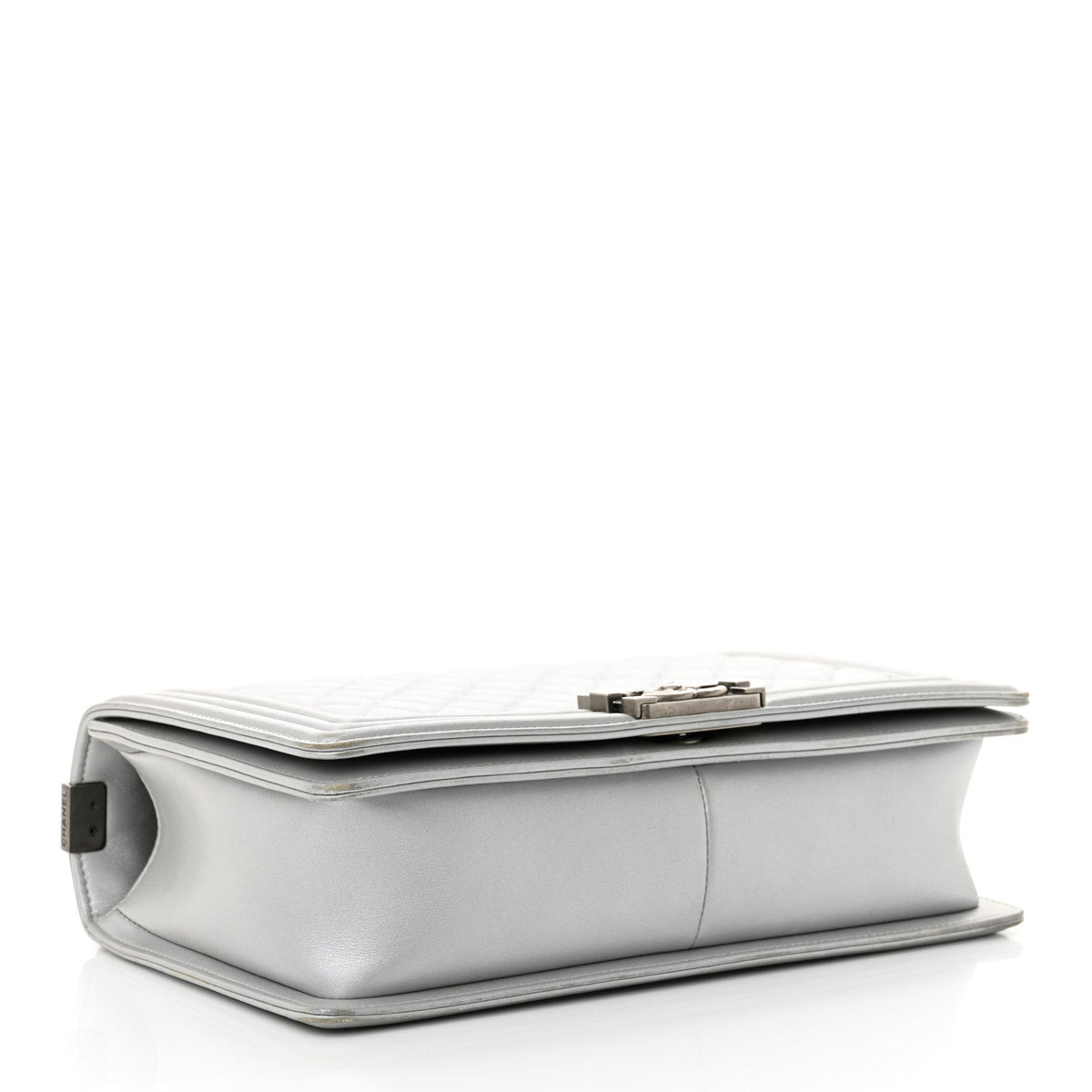 Metallic Calfskin Quilted New Medium Boy Flap Silver
