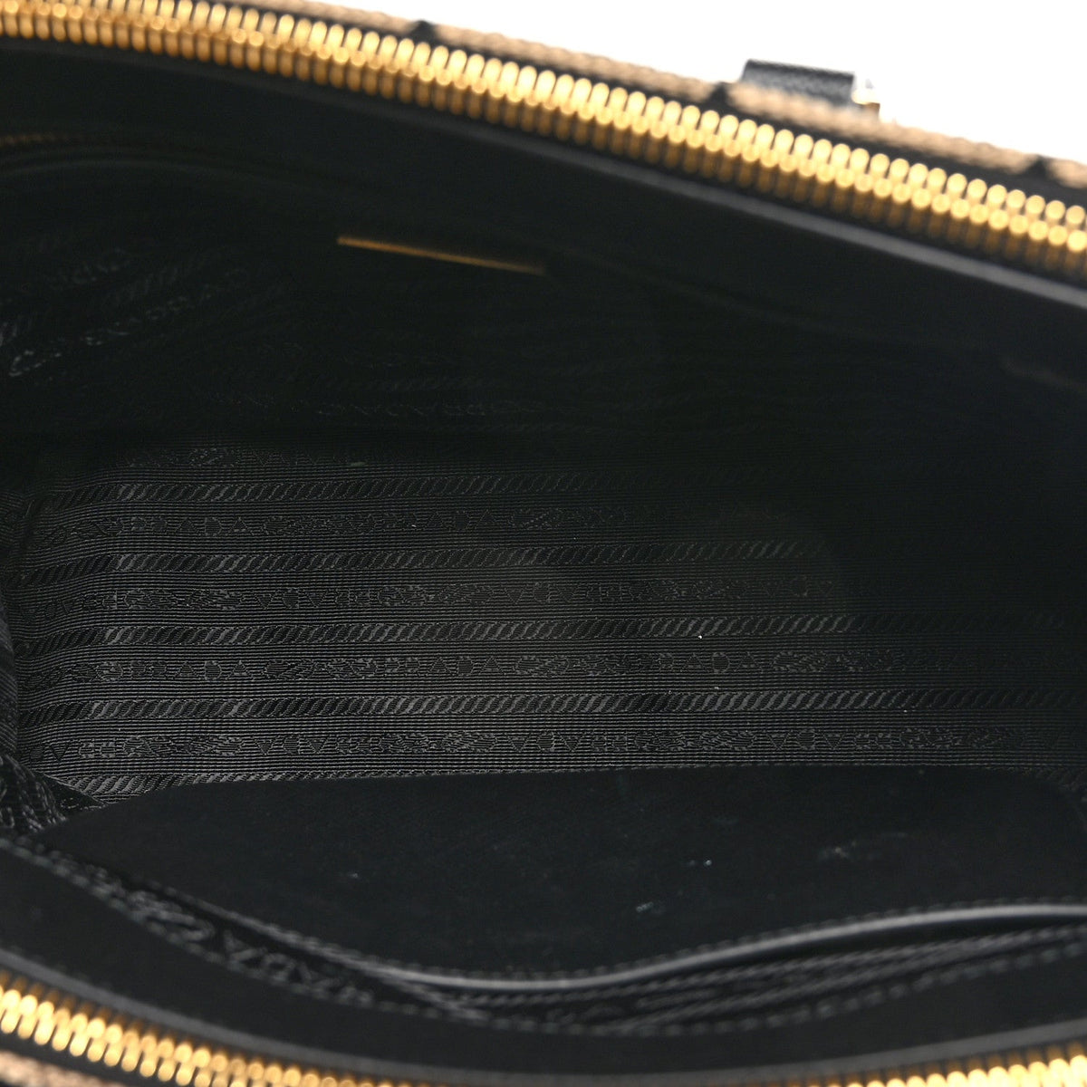 Jacquard Saffiano Triangolo Symbole Embroidered Small Galleria Double Zip Tote Black Corda