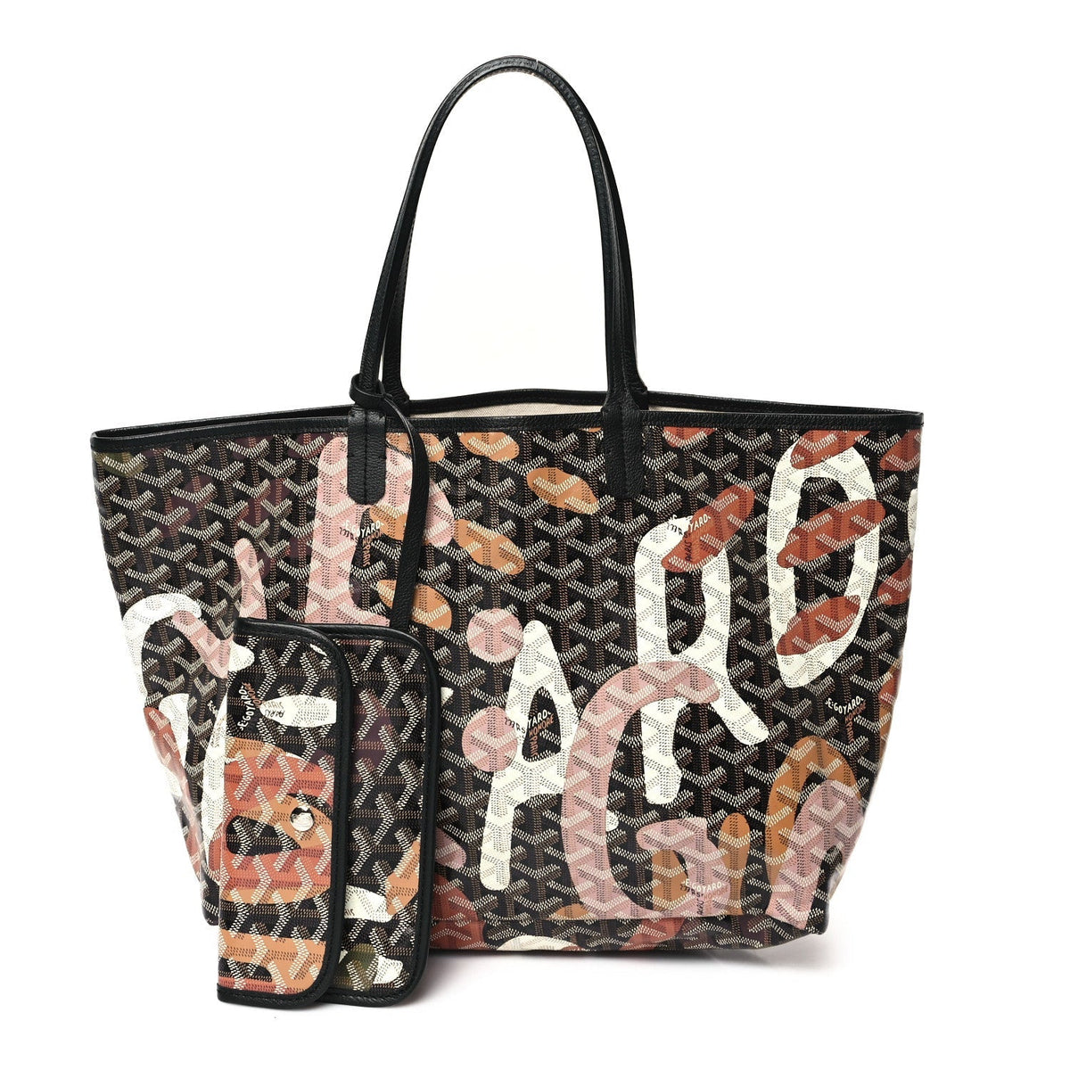 Goyardine Saint Louis Lettres Camouflage PM Black Pink Multicolor
