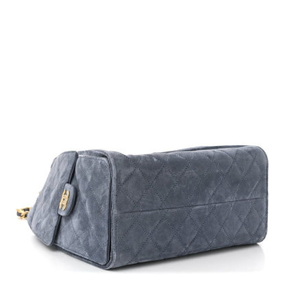 Suede Quilted Small Chanel 25 Handbag Blue