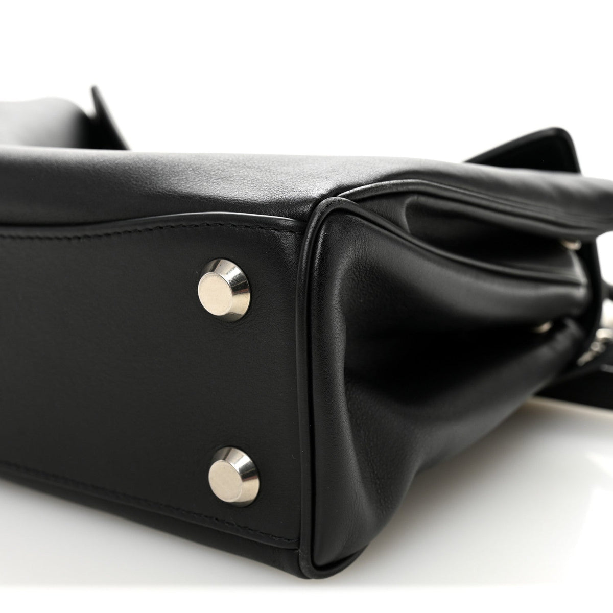 Natural Smooth Calfskin Small Rodeo Top Handle Handbag Black