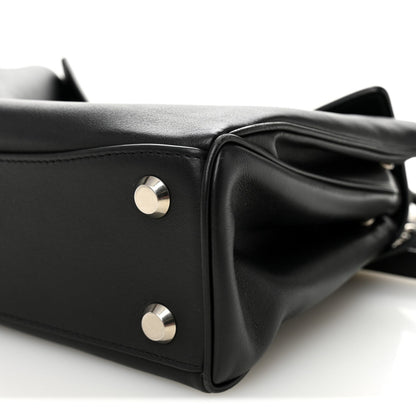 Natural Smooth Calfskin Small Rodeo Top Handle Handbag Black