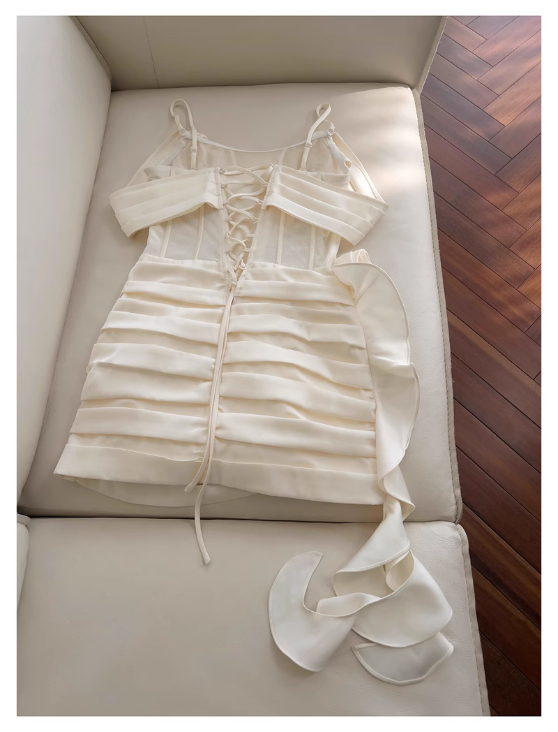 Vintage Beige Spaghetti Strap Design Sheath Party Dresses Homecoming Dresses, D1343