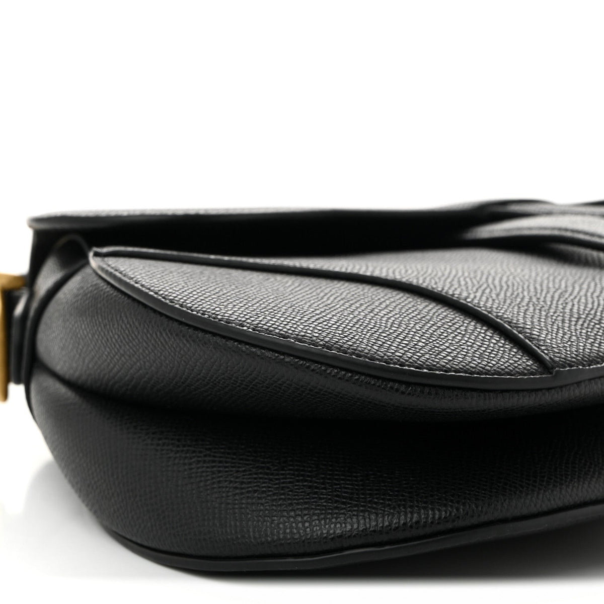 Grained Calfskin Saddle Bag Black