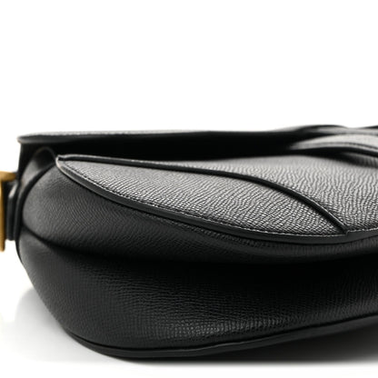 Grained Calfskin Saddle Bag Black
