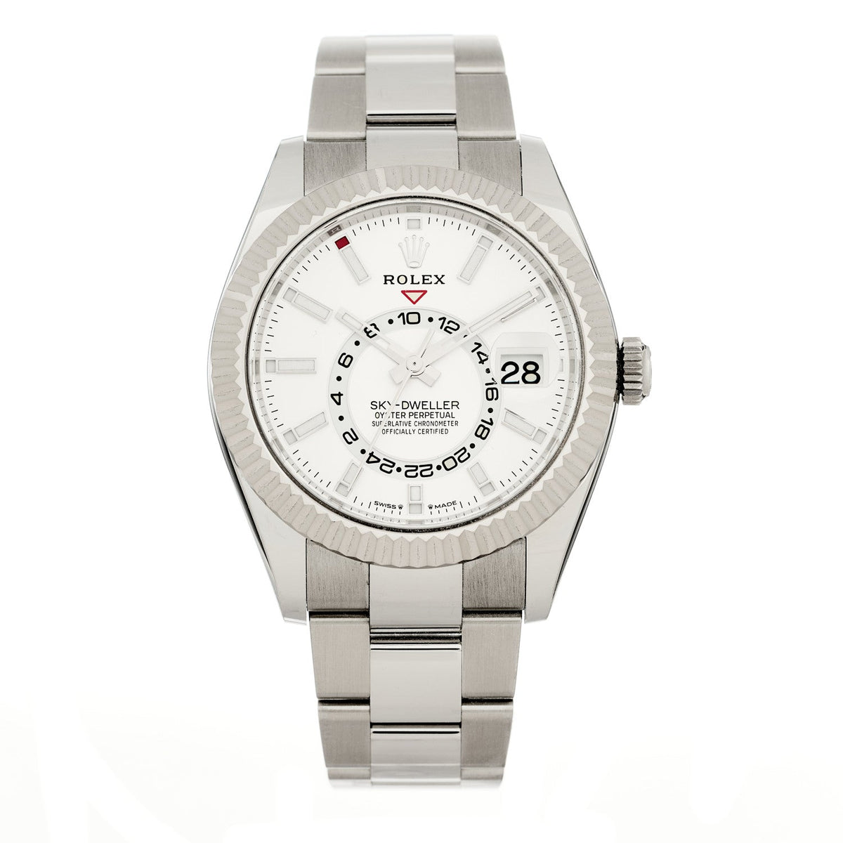 18K White Gold Stainless Steel 42mm Oyster Perpetual Sky-Dweller Watch White 336934