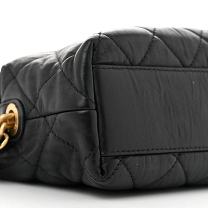 Crumpled Lambskin Quilted Small CC Links Shoulder Bag Black