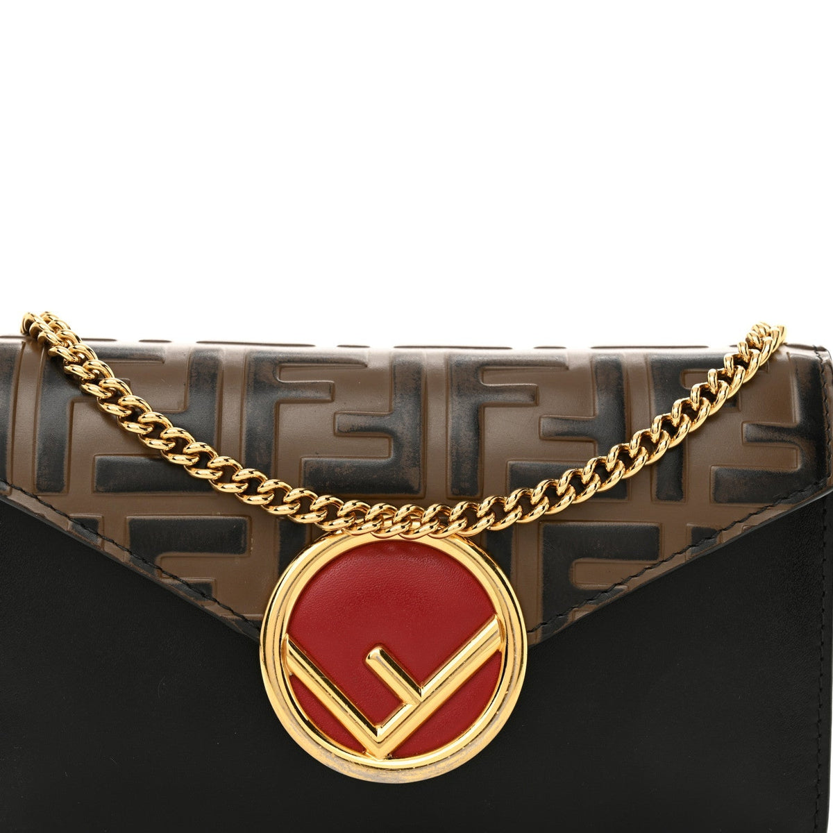 Vitello Liberty F is Fendi Bi-Color FF 1974 Embossed Envelope Belt Bag Maya Black