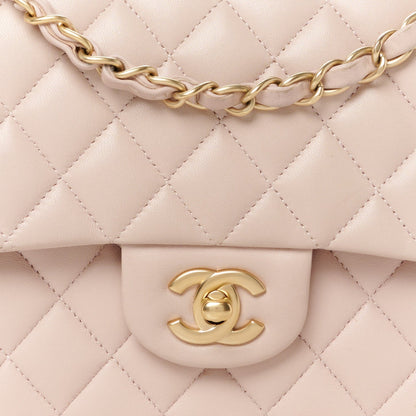Lambskin Quilted Medium Double Flap Light Pink