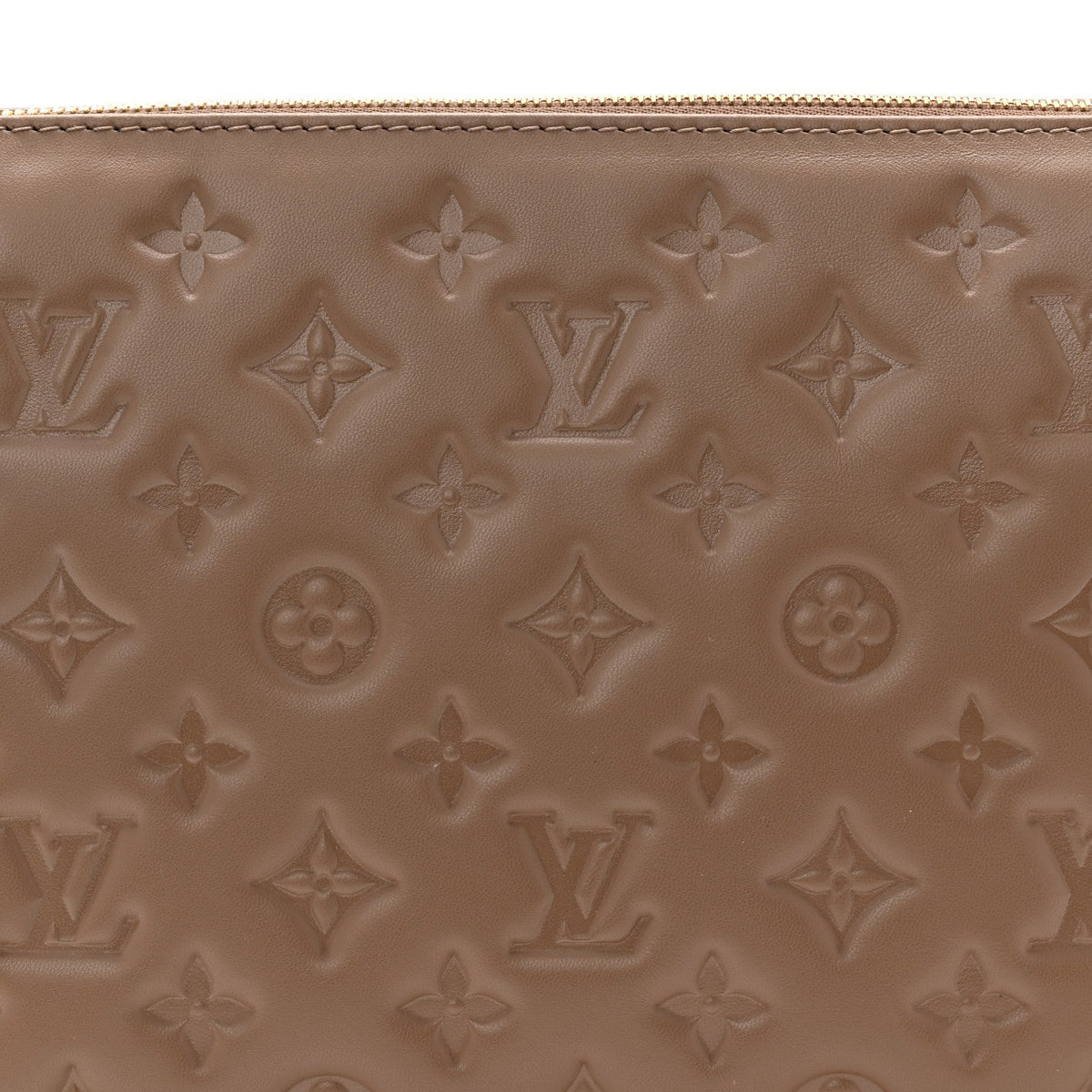 Lambskin Embossed Monogram Coussin PM Taupe
