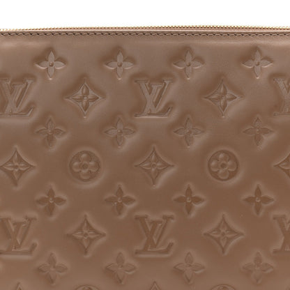 Lambskin Embossed Monogram Coussin PM Taupe