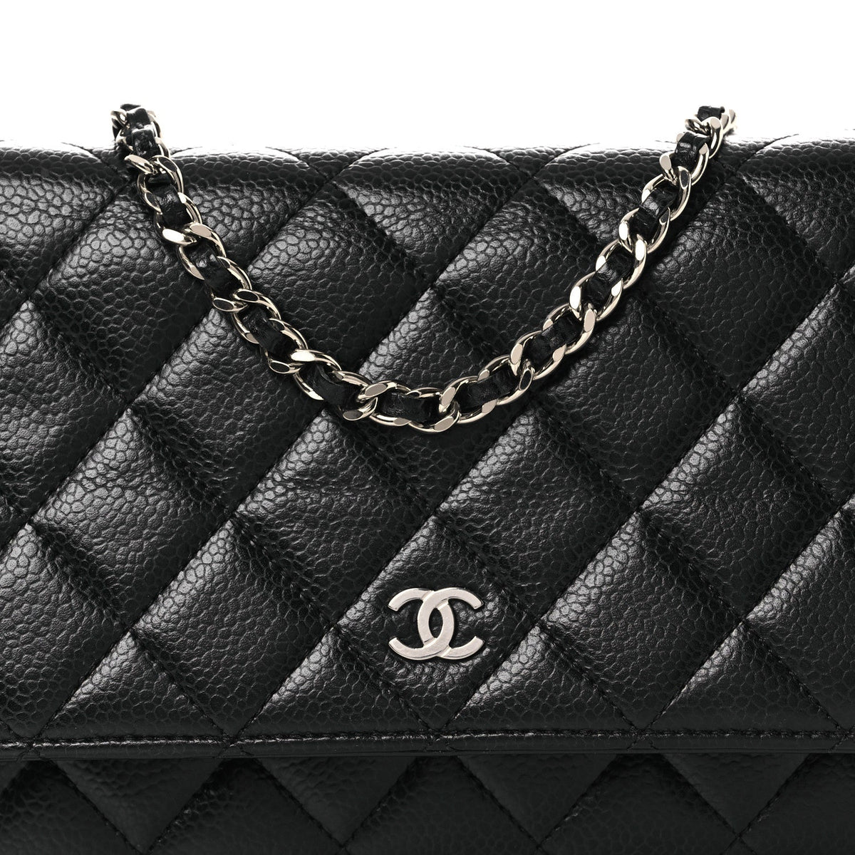 Caviar Quilted Wallet On Chain WOC Black