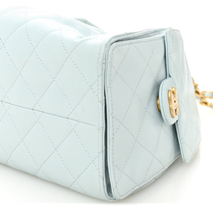 Caviar Quilted Small Chanel 25 Handbag Light Blue