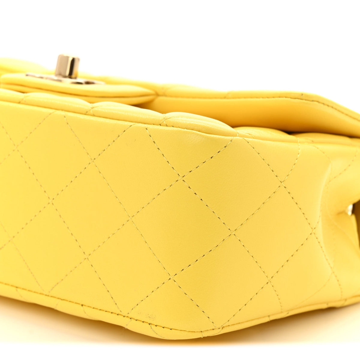 Lambskin Quilted Mini Rectangular Flap Yellow