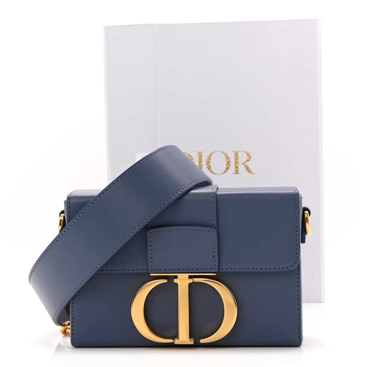 Box Calfskin 30 Montaigne Box Bag Blue