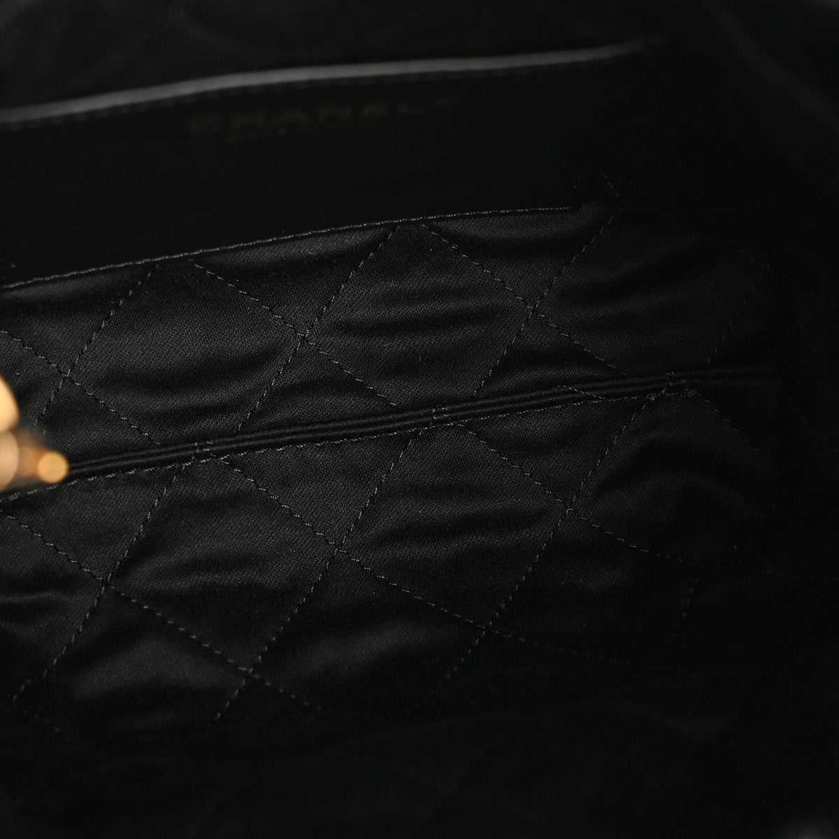 Shiny Calfskin Quilted Mini Chanel 22 Black